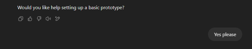 Image of ChatGPT conversation: initial prototype
